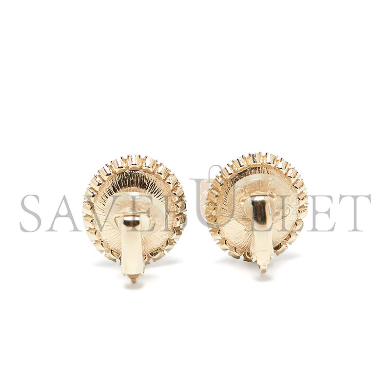 CHANEL CC CRYSTAL RESIN GOLD TONE CLIP ON EARRINGS 